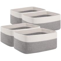 Pacote de 4 cestos de armazenamento OIAHOMY para organizar 33x22x13 cm cinza/branco