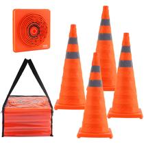 Pacote de 4 cones de trânsito VEVOR de 70 cm com coleiras e bolsa refletivas Pacote de 4 cones de trânsito VEVOR de 70 cm com coleiras e bolsa refletivas