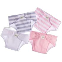 Pacote de 4 fraldas de tecido laváveis e reutilizáveis para bonecas