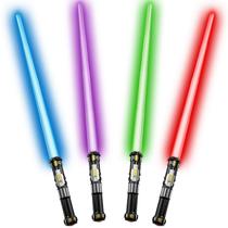 Pacote de 4 Light up Sword Sabre Cawiew com som FX e retrátil