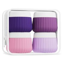Pacote de 4 recipientes de viagem Mrsdry com saco transparente e potes de silicone Pacote de 4 recipientes de viagem Mrsdry com saco transparente e potes de silicone