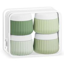 Pacote de 4 recipientes de viagem Mrsdry com saco transparente e potes de silicone Pacote de 4 recipientes de viagem Mrsdry com saco transparente e potes de silicone