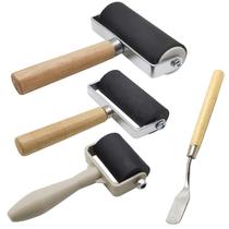 Pacote de 4 rolos de borracha HRJZF de 3 tamanhos com raspador de 3,5 cm a 10 cm Pacote de 4 rolos de borracha HRJZF de 3 tamanhos com raspador de 3,5 cm a 10 cm