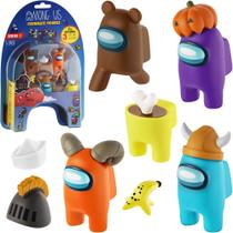 Pacote de 5 brinquedos Among Us Crewmate Figures com 3 chapéus Add'l Kids