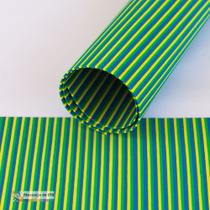 Pacote de 5 Folhas EVA Mini Listra Dupla Face 40x50cm Verde, Amarelo e Azul