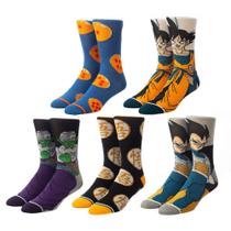 Pacote de 5 meias Crew Dragonball Dragonball Dragon Ball Z para homens Pacote de 5 meias Crew Dragonball Dragonball Dragon Ball Z para homens