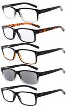 Pacote de 5 óculos de leitura Eyekepper para homens +3,75 com óculos de sol Pacote de 5 óculos de leitura Eyekepper para homens +3,75 com óculos de sol