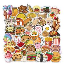 Pacote de 50 adesivos de vinil à prova d'água com tema de comida em estilo cartoon