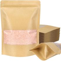 Pacote de 50 Stand Up Pouches Blisstime Kraft Paper com janela de 6,7 x 9,5 polegadas Pacote de 50 Stand Up Pouches Blisstime Kraft Paper com janela de 6,7 x 9,5 polegadas