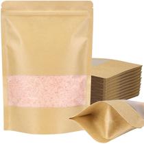 Pacote de 50 Stand Up Pouches Blisstime Kraft Paper com janela de 7,1 x 10,2 polegadas Pacote de 50 Stand Up Pouches Blisstime Kraft Paper com janela de 7,1 x 10,2 polegadas