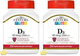 Pacote de 500 cápsulas gelatinosas de vitamina D3 21st Century D3 2000 UI