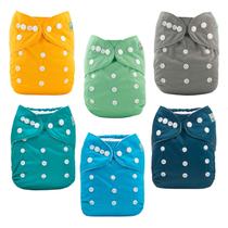 Pacote de 6 fraldas de pano para bebês ALVABABY com 12 inserções ajustáveis