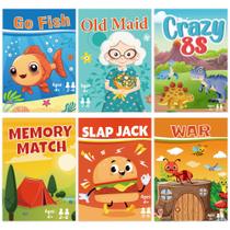 Pacote de 6 jogos de cartas Etyishe para crianças: Go Fish, Old Maid, Memory Match, Slap Jack, Crazy 8s, War