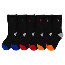 Pacote de 6 pares de meias Polo Kids' Sport Crew, tamanho de sapato 13-3 Pacote de 6 pares de meias Polo Kids' Sport Crew, tamanho de sapato 13-3