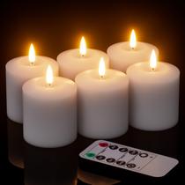 Pacote de 6 velas Pillar sem chama GenSwin com temporizador remoto branco Pacote de 6 velas Pillar sem chama GenSwin com temporizador remoto branco