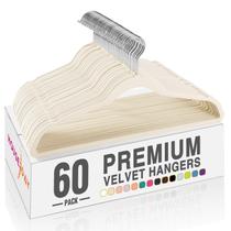 Pacote de 60 cabides de veludo HOUSE DAY Ivory para roupas Pacote de 60 cabides de veludo HOUSE DAY Ivory para roupas