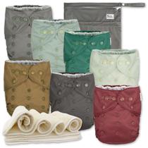 Pacote de 7 fraldas de pano da Nora's Nursery com bolsa úmida