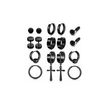 Pacote de 8 pares de brincos para homens e mulheres, aço inoxidável