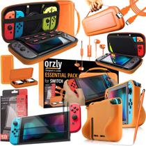 Pacote de acessórios Orzly Switch Orange capa, alça, cabo, fones de ouvido Pacote de acessórios Orzly Switch Orange capa, alça, cabo, fones de ouvido