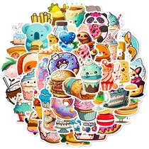 Pacote de adesivos: 50 unidades de donuts, hambúrgueres e café Gourmet Anime Wa