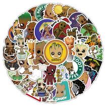 Pacote de adesivos Baby Groot Galaxy Anime, vinil impermeável, 50 unidades