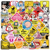 Pacote de adesivos Baby on Board, 50 unidades, vinil impermeável Pacote de adesivos Baby on Board, 50 unidades, vinil impermeável