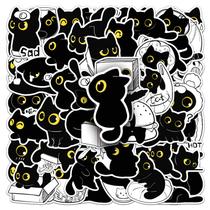 Pacote de adesivos Black Cat, 50 peças, tema de desenho animado desenhado à mão Pacote de adesivos Black Cat, 50 peças, tema de desenho animado desenhado à mão