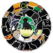 Pacote de adesivos Black Cat Anime, 50 unidades de bastão decorativo de desenho animado Pacote de adesivos Black Cat Anime, 50 unidades de bastão decorativo de desenho animado