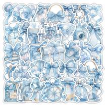 Pacote de adesivos Blue Aesthetic Cute Bow & Ribbon 53 unidades