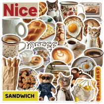 Pacote de adesivos Bread Coffee, 30 unidades, estilo INS, Kawaii Bear Cat