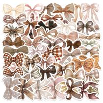 Pacote de adesivos Brown Bow, 50 unidades, decalques de fita vintage