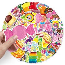 Pacote de adesivos Candy Theme, 50 unidades à prova d'água para projetos de bricolage Pacote de adesivos Candy Theme, 50 unidades à prova d'água para projetos de bricolage