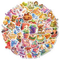 Pacote de adesivos Cartoon 3D Animal, 50 peças, lindo decalque redondo Pacote de adesivos Cartoon 3D Animal, 50 peças, lindo decalque redondo