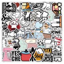 Pacote de adesivos Chef Cartoon Cooking Decalques 54 unidades à prova d'água