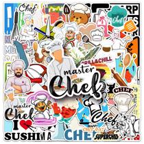 Pacote de adesivos Chef Theme Cooking Kitchen à prova d'água, 50 unidades Pacote de adesivos Chef Theme Cooking Kitchen à prova d'água, 50 unidades