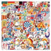 Pacote de adesivos Circus Carnival Theme, 100 unidades de vinil impermeável