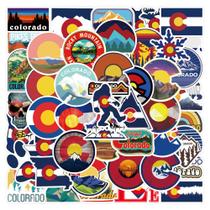 Pacote de adesivos Colorado State Flag and Mountain, 50 unidades Pacote de adesivos Colorado State Flag and Mountain, 50 unidades