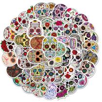 Pacote de adesivos Colorful Sugar Skull, 50 unidades de vinil impermeável