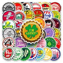 Pacote de adesivos com tampa de garrafa, 50 unidades de bebidas coloridas de desenhos animados