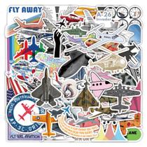 Pacote de adesivos com tema de avião Cartoon Aircraft Jet Helicopt 50 unidades