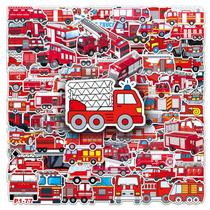 Pacote de adesivos com tema de caminhão de bombeiros, 100 unidades de vinil impermeável