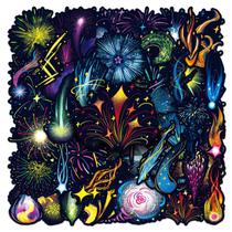 Pacote de adesivos com tema de fogos de artifício, 50 peças desenhadas à mão à prova d'água