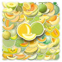 Pacote de adesivos com tema de melão, 51 unidades, frutas de desenho animado, impermeáveis