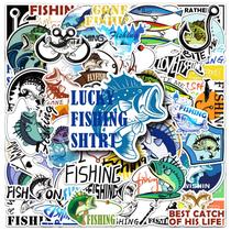 Pacote de adesivos com tema de pesca, 50 unidades impermeáveis para atividades ao ar livre