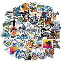 Pacote de adesivos com tema de pesca ao ar livre, 100 unidades de vinil impermeável