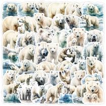 Pacote de adesivos com tema de urso polar, 50 unidades de animais árticos realistas Pacote de adesivos com tema de urso polar, 50 unidades de animais árticos realistas