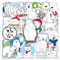Pacote de adesivos com tema Polar Bear, vinil impermeável, 50 unidades
