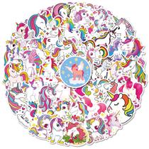 Pacote de adesivos com tema unicórnio e arco-íris, 50 unidades para todas as idades