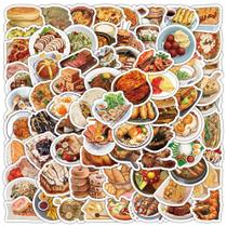 Pacote de adesivos, comida realista, 100 peças de pão em estilo cartoon