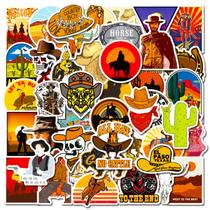 Pacote de adesivos Cowboy Western Elements, 50 unidades de vinil impermeável Pacote de adesivos Cowboy Western Elements, 50 unidades de vinil impermeável